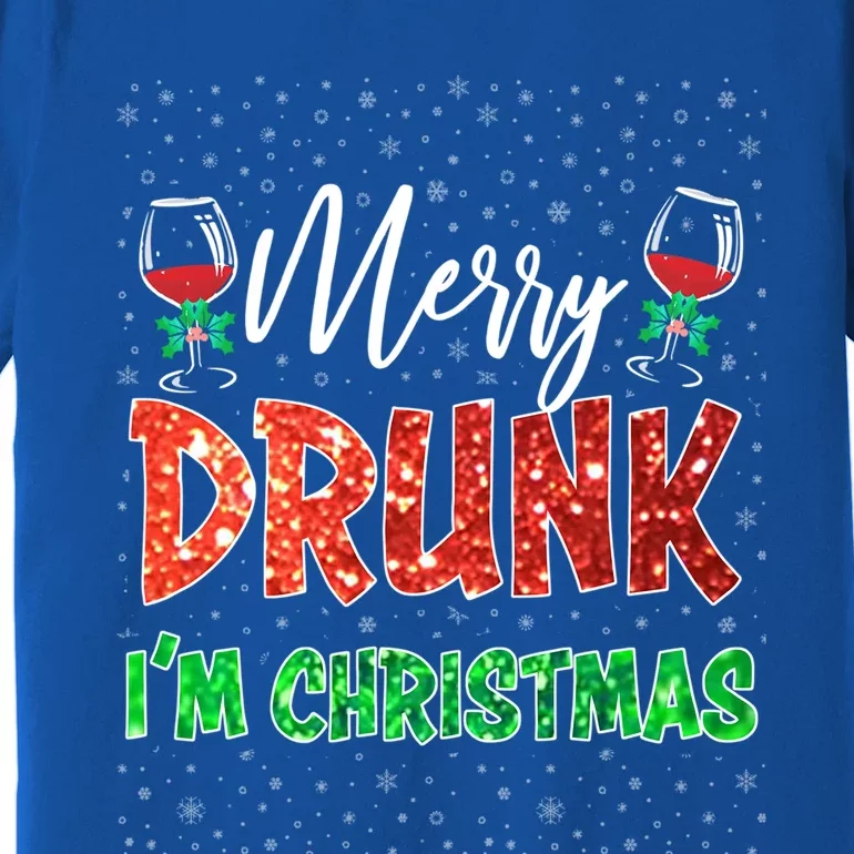 Glass Of Red Wine Merry Drunk IM Christmas Funny Xmas Gift Premium T-Shirt