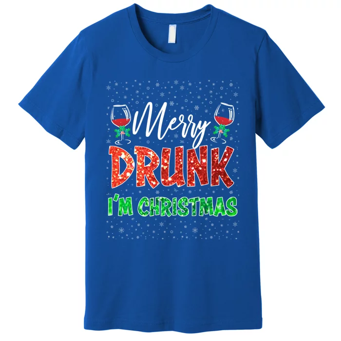 Glass Of Red Wine Merry Drunk IM Christmas Funny Xmas Gift Premium T-Shirt