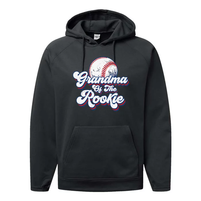 Grandma of Rookie 1st Birthday Baseball Theme Party Performance Fleece Hoodie