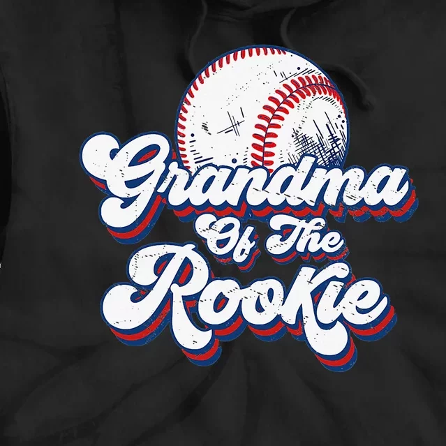 Grandma of Rookie 1st Birthday Baseball Theme Party Tie Dye Hoodie