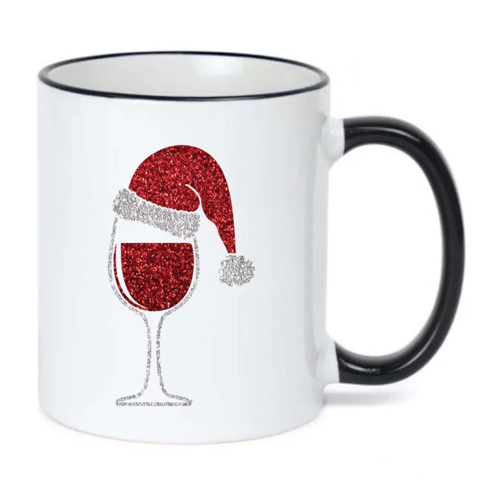 Glass Of Red Wine With Santa Hat Funny Wine Great Gift Black Color Changing Mug