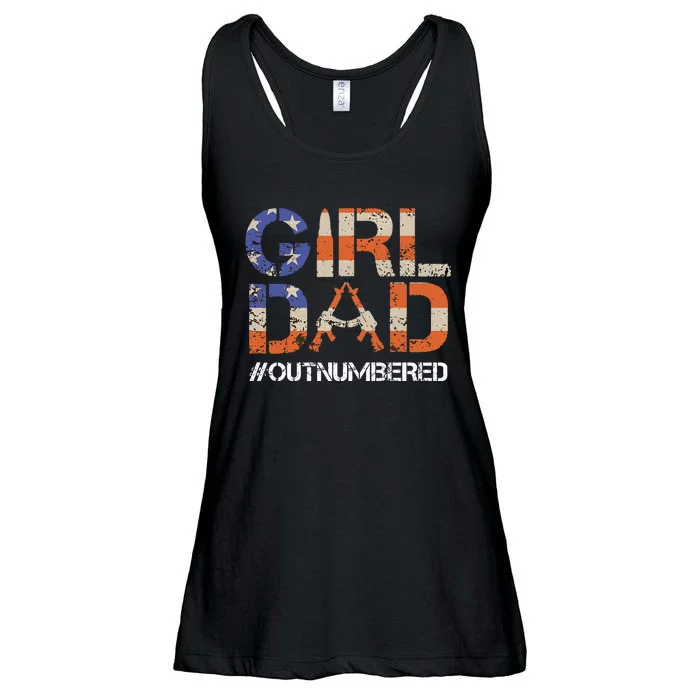 GirlDad Outnumbered Retro Fathers Day From Wife Daughter Ladies Essential Flowy Tank