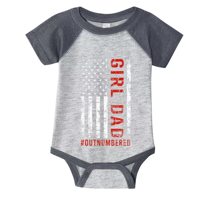 GirlDad Outnumbered Retro Fathers Day From Wife Daughter Infant Baby Jersey Bodysuit