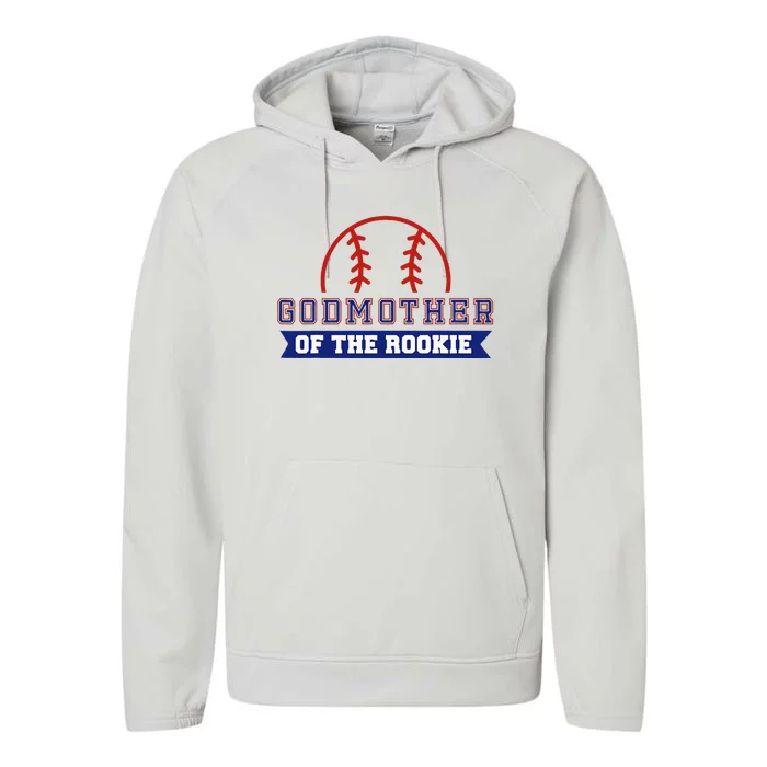 Godmother Of Rookie 1st Birthday Baseball Theme Matching Performance Fleece Hoodie