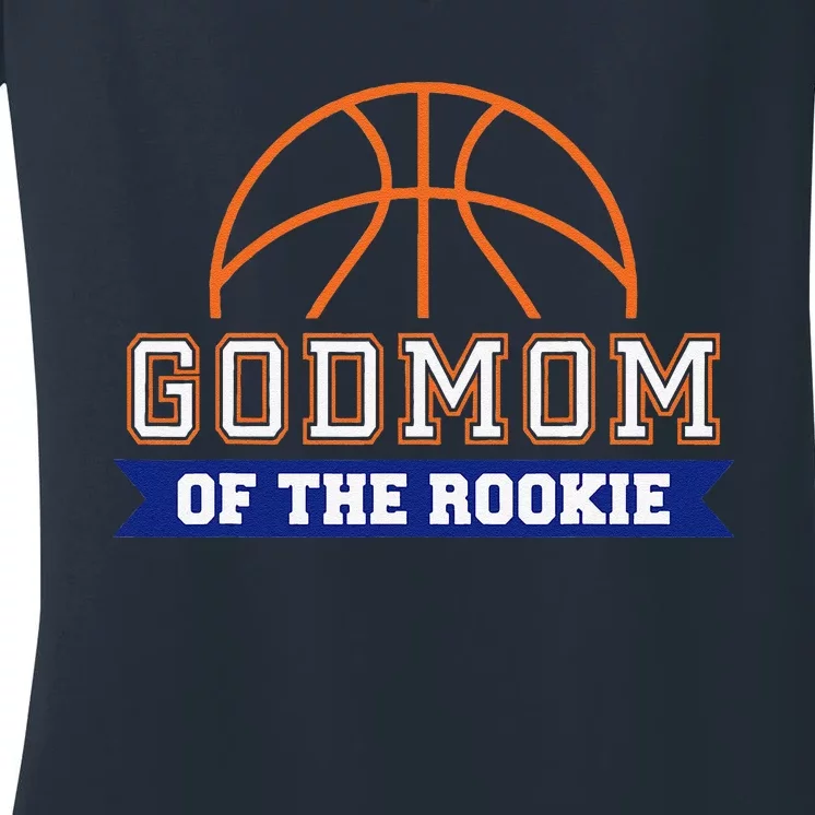 Godmom Of Rookie 1st Birthday Basketball Theme Matching Women's V-Neck T-Shirt