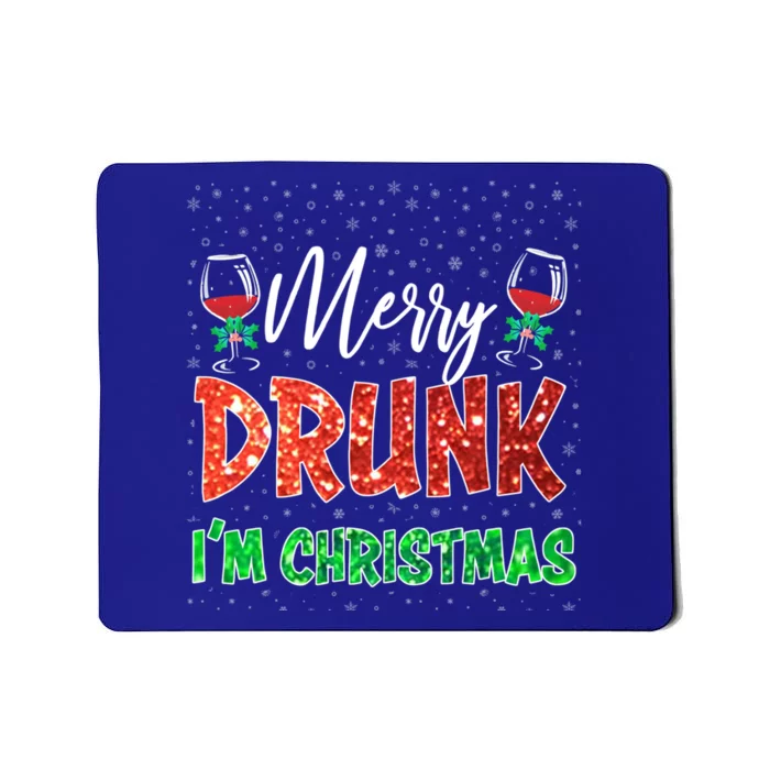 Glass Of Red Wine Merry Drunk I'm Christmas Funny Xmas Gift Mousepad