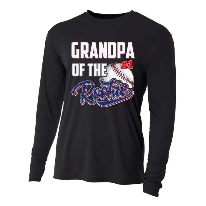 Grandpa of Rookie 1 Years old Team 1st Birthday Baseball Cooling Performance Long Sleeve Crew