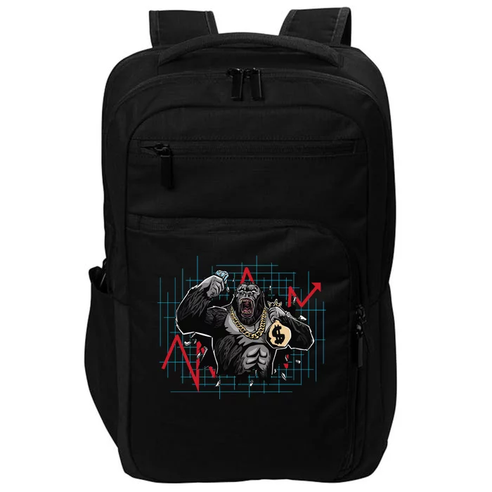 Gorilla Crashing Stock Market Impact Tech Backpack