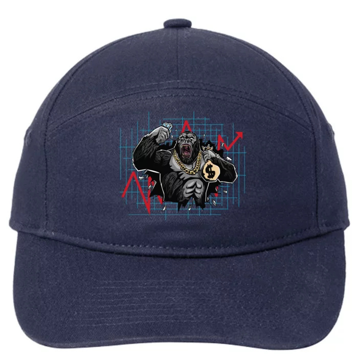 Gorilla Crashing Stock Market 7-Panel Snapback Hat