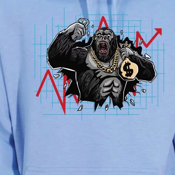 Gorilla Crashing Stock Market Unisex Surf Hoodie