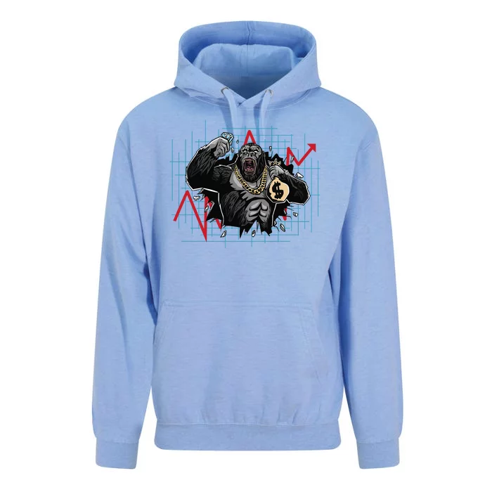 Gorilla Crashing Stock Market Unisex Surf Hoodie