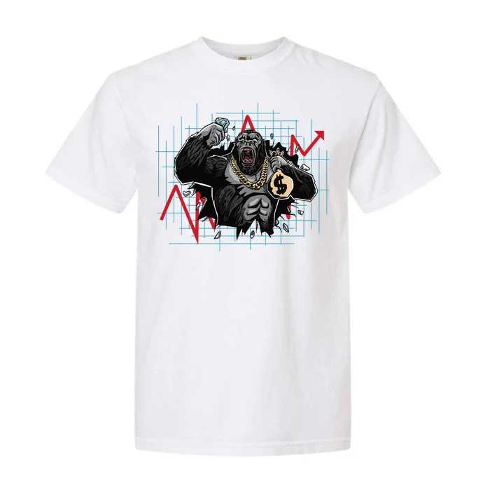 Gorilla Crashing Stock Market Garment-Dyed Heavyweight T-Shirt