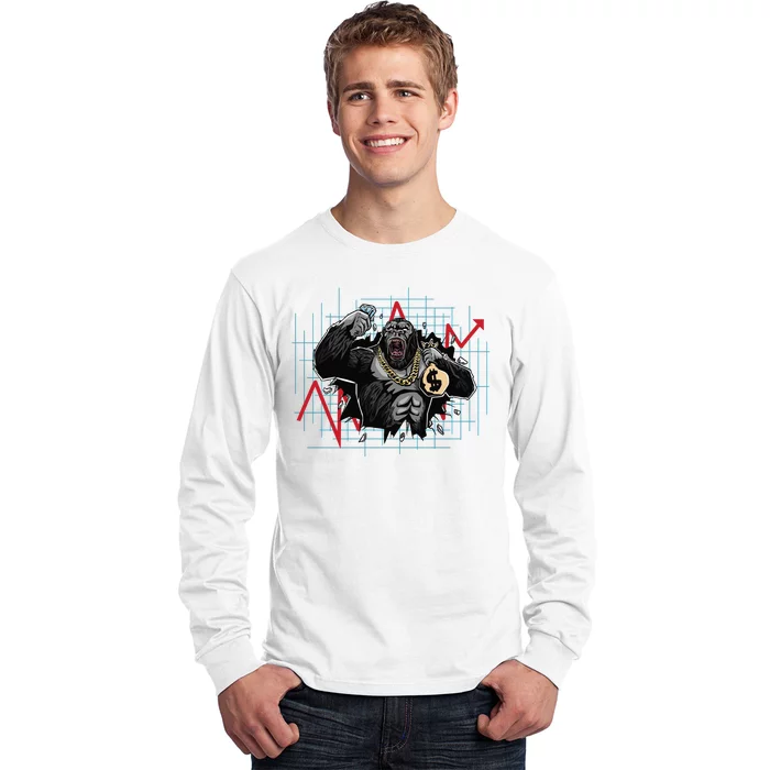 Gorilla Crashing Stock Market Long Sleeve Shirt