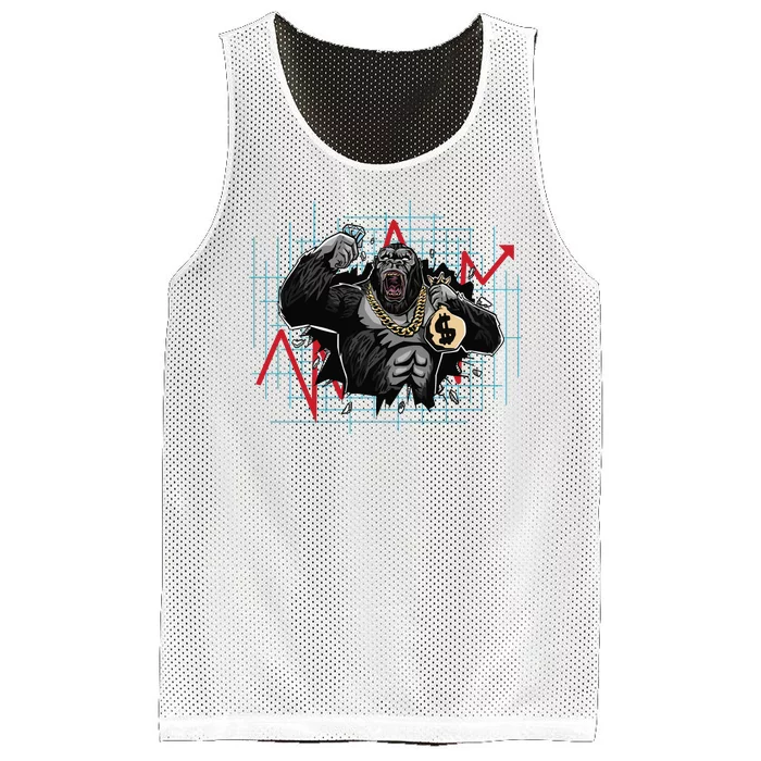 Gorilla Crashing Stock Market Mesh Reversible Basketball Jersey Tank