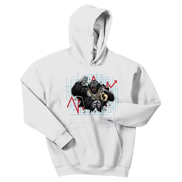 Gorilla Crashing Stock Market Kids Hoodie