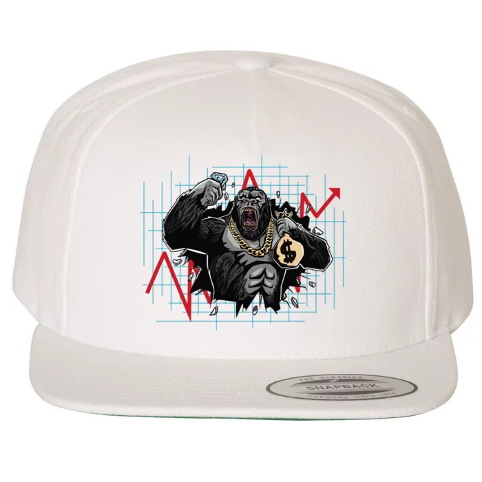 Gorilla Crashing Stock Market Wool Snapback Cap