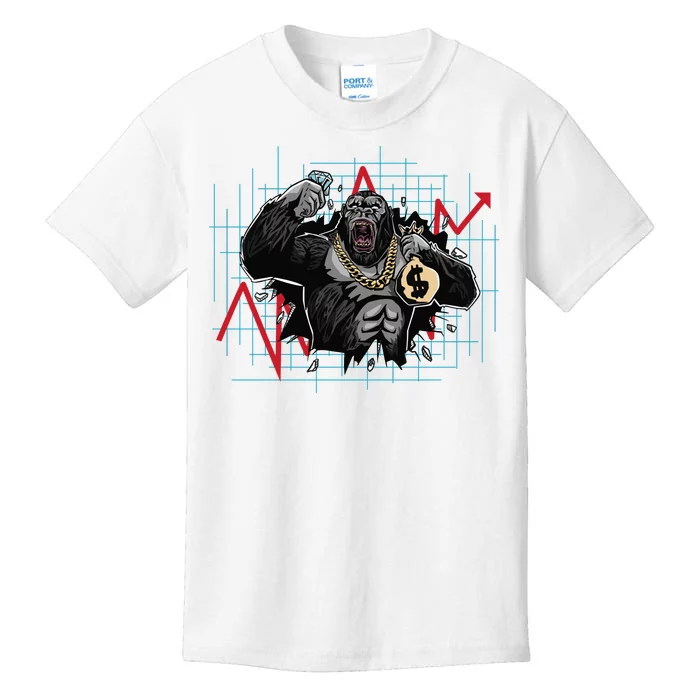 Gorilla Crashing Stock Market Kids T-Shirt