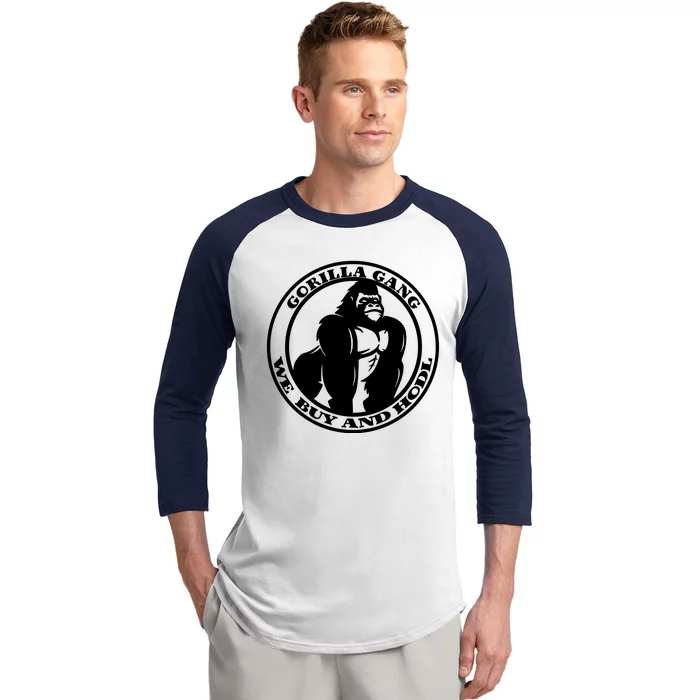 Gorilla Gang We Buy And HODL Meme Stonk Baseball Sleeve Shirt