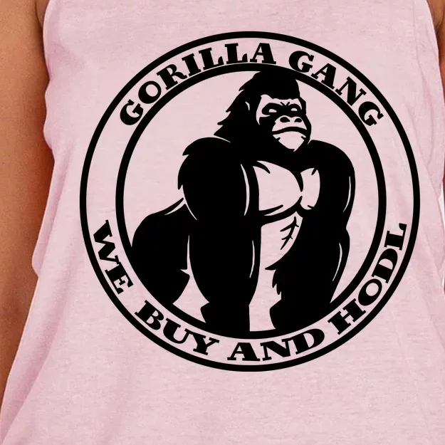 Gorilla Gang We Buy And HODL Meme Stonk Women's Knotted Racerback Tank