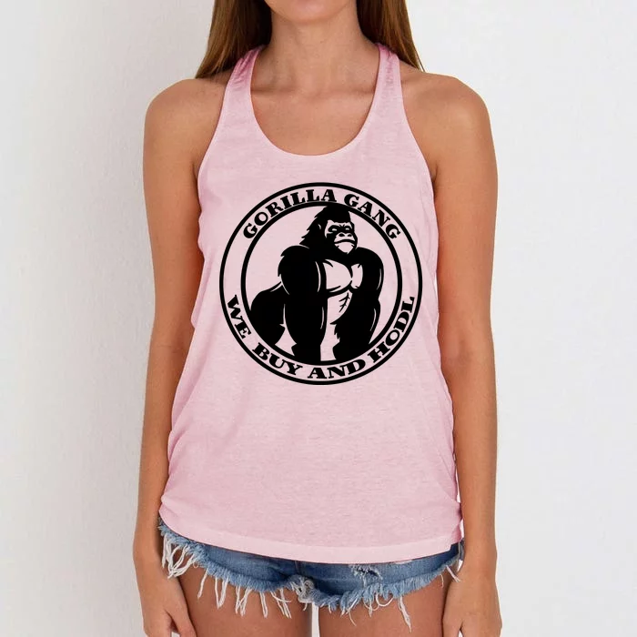 Gorilla Gang We Buy And HODL Meme Stonk Women's Knotted Racerback Tank