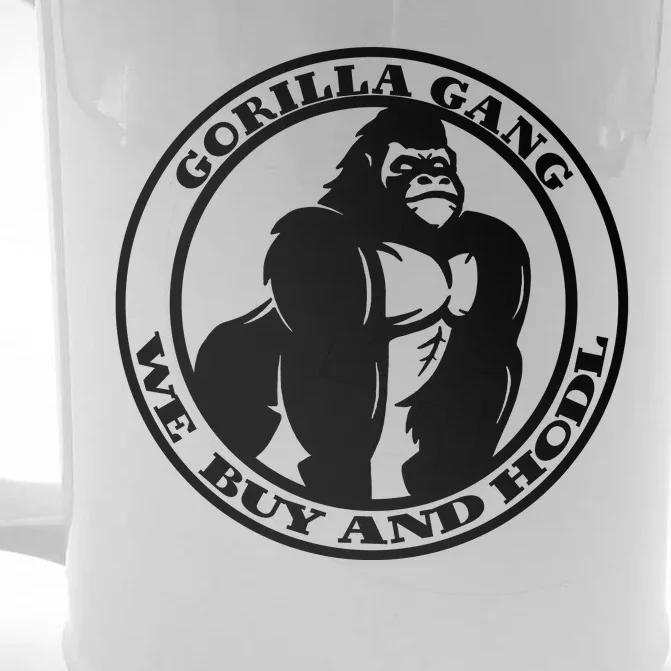 Gorilla Gang We Buy And HODL Meme Stonk Front & Back Beer Stein