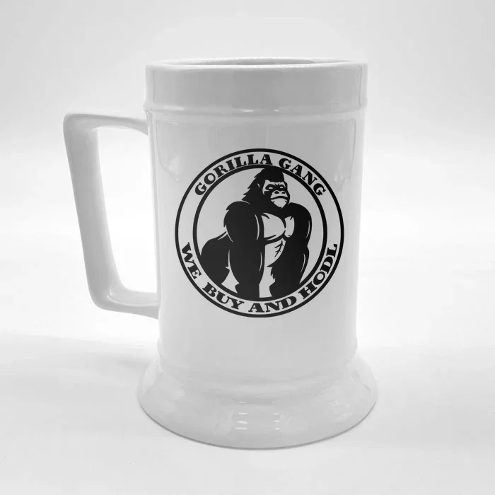 Gorilla Gang We Buy And HODL Meme Stonk Front & Back Beer Stein