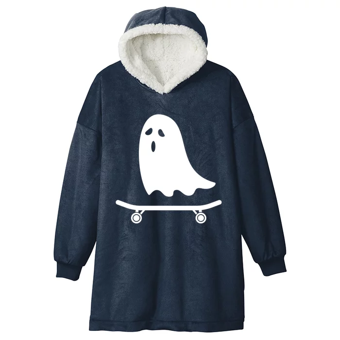 Ghost On Skateboard Halloween Great Gift Hooded Wearable Blanket