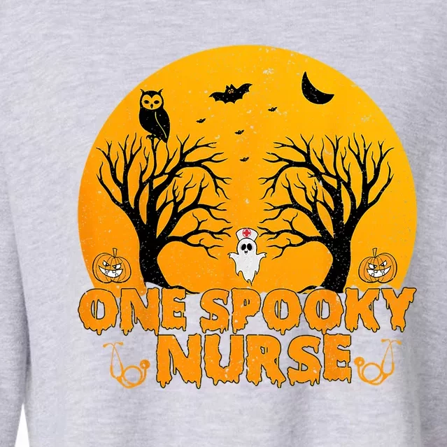 Ghosts One Spooky Nurse Halloween Nurse Fall Scrub Rn Gift Cropped Pullover Crew