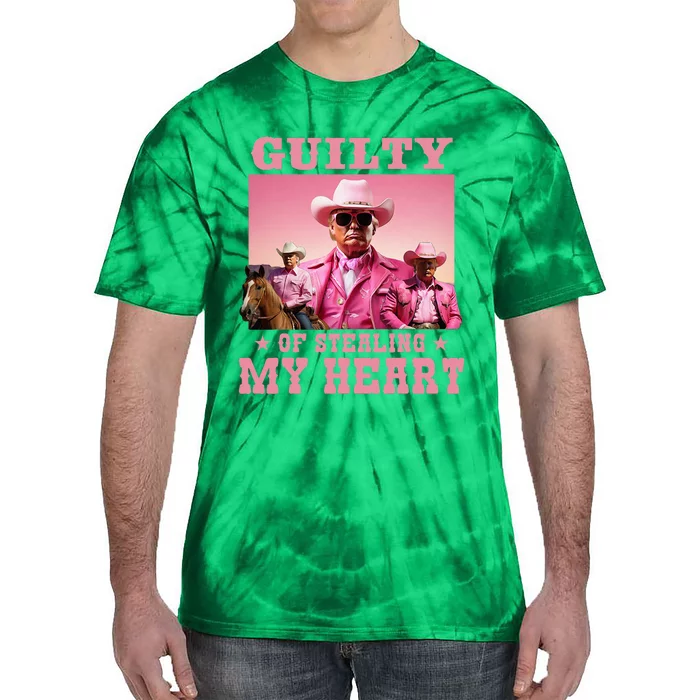 Guilty Of Stealing My Heart Trump 2024 Trump Cowboy Tie-Dye T-Shirt