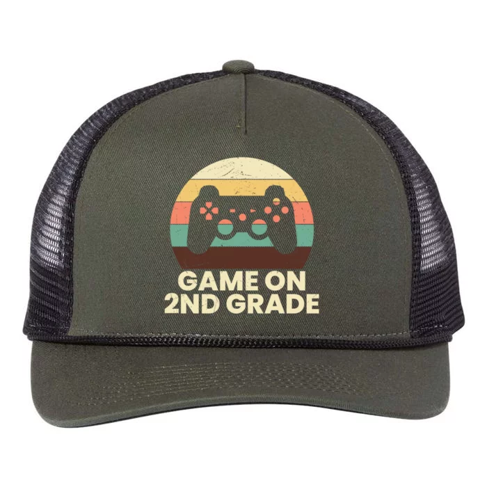 Game On Second Grade Gamer Cute 2Nd Grade Cool Gift Retro Rope Trucker Hat Cap