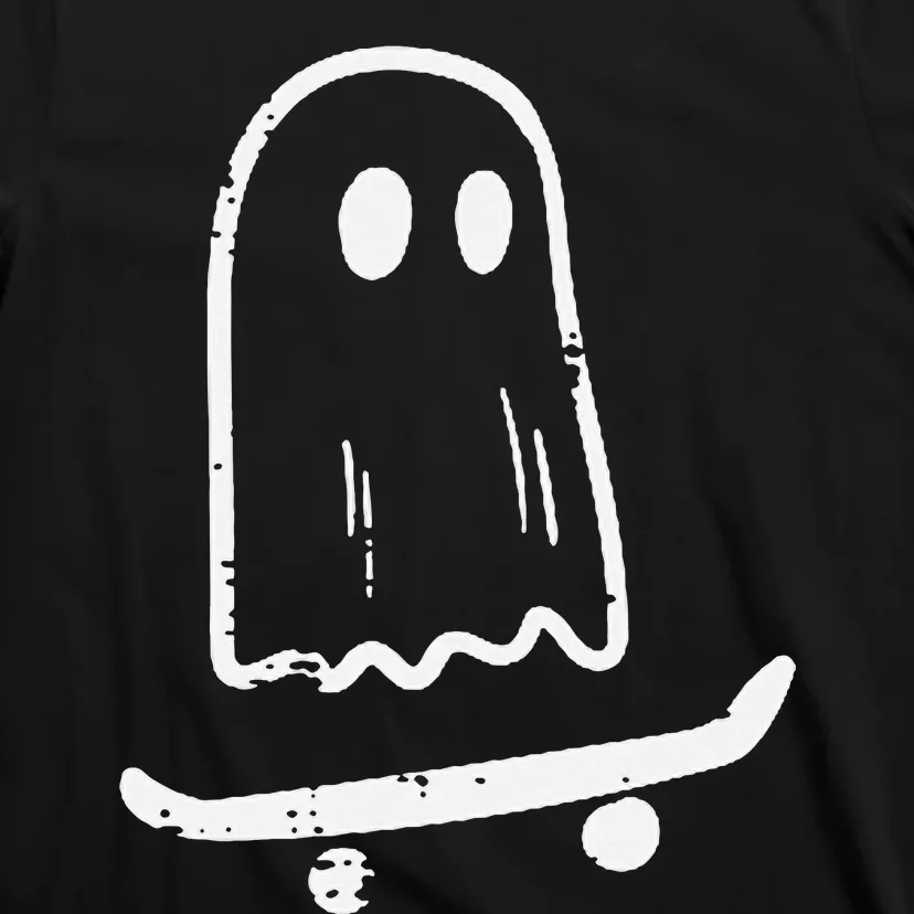 Ghost On Skateboard Funny Retro Halloween T-Shirt