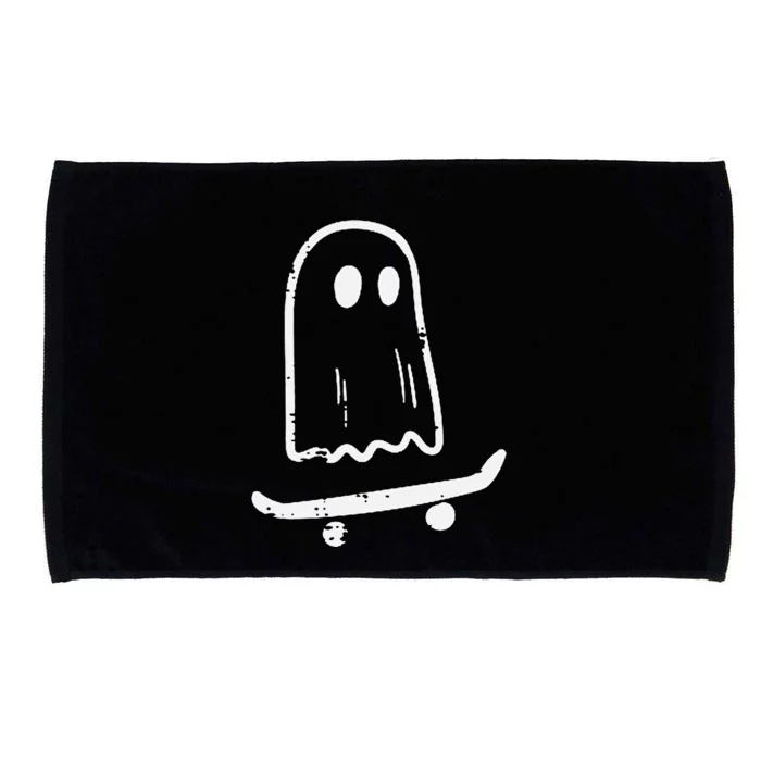 Ghost On Skateboard Funny Retro Halloween Microfiber Hand Towel