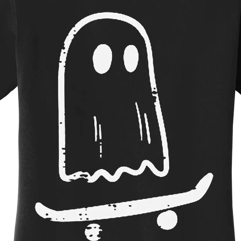 Ghost On Skateboard Funny Retro Halloween Women's T-Shirt