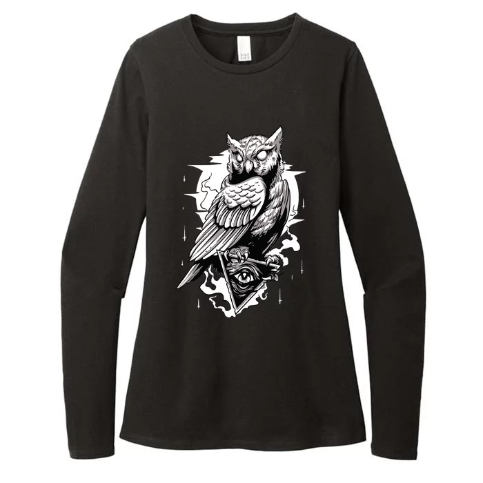 Goth Owl Shirts Spooky Owl Shirts Cool Owl Womens CVC Long Sleeve Shirt