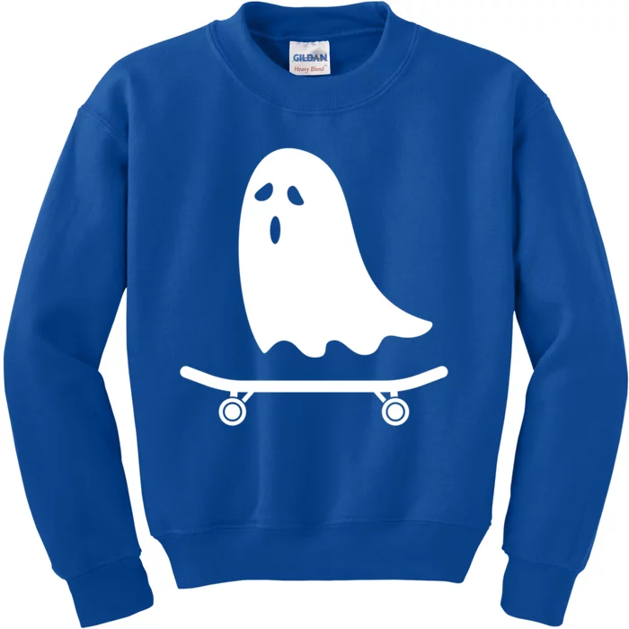 Ghost On Skateboard Halloween Gift Kids Sweatshirt