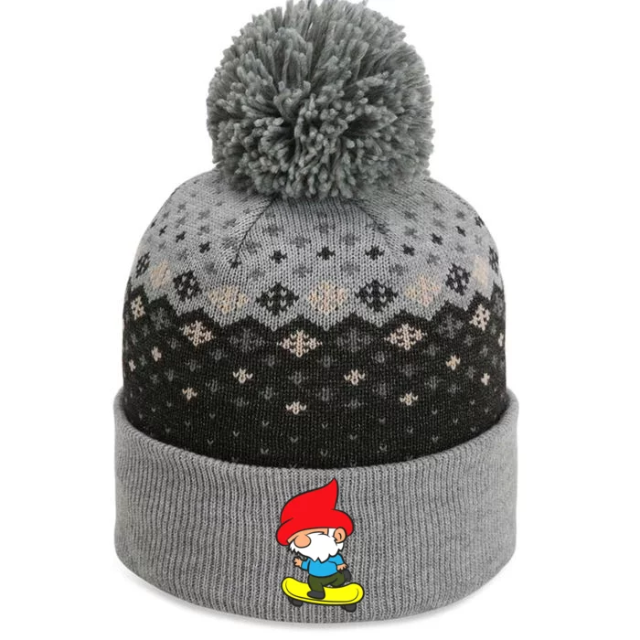 Gnome On Skateboard Cute Gnome Skateboarding Premium The Baniff Cuffed Pom Beanie