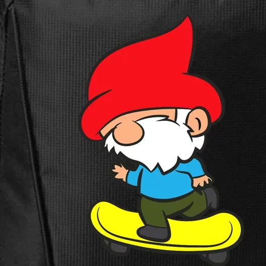 Gnome On Skateboard Cute Gnome Skateboarding Premium City Backpack