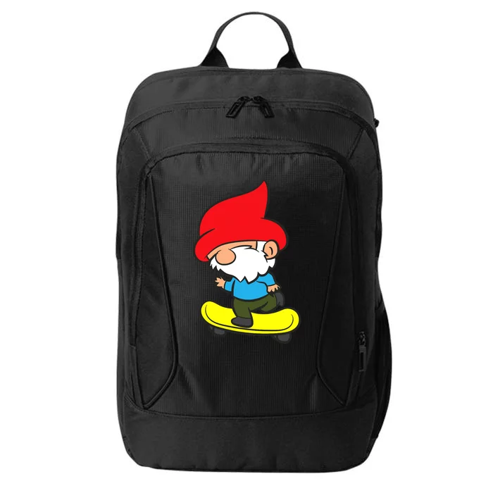 Gnome On Skateboard Cute Gnome Skateboarding Premium City Backpack