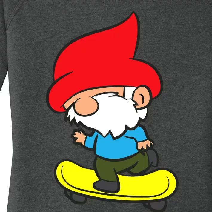 Gnome On Skateboard Cute Gnome Skateboarding Premium Women's Perfect Tri Tunic Long Sleeve Shirt