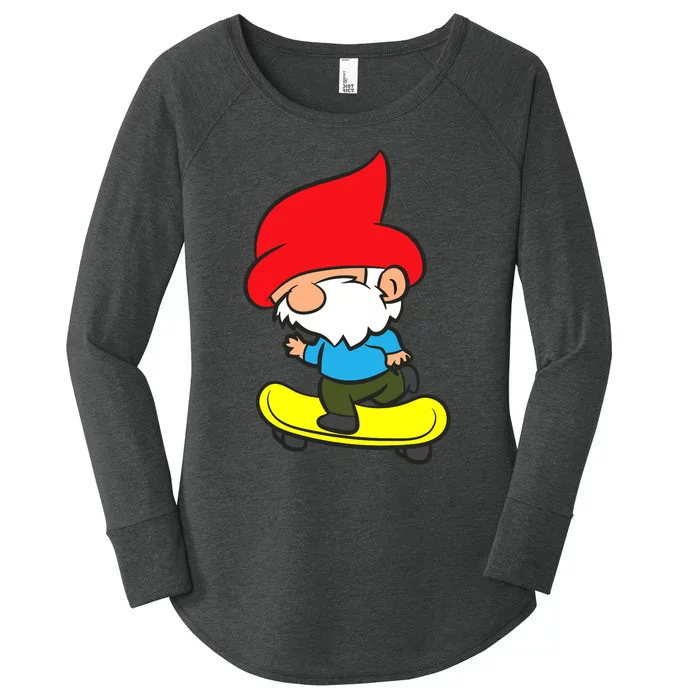 Gnome On Skateboard Cute Gnome Skateboarding Premium Women's Perfect Tri Tunic Long Sleeve Shirt