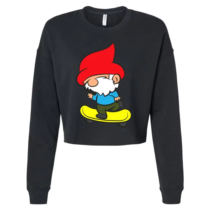 Gnome On Skateboard Cute Gnome Skateboarding Premium Cropped Pullover Crew