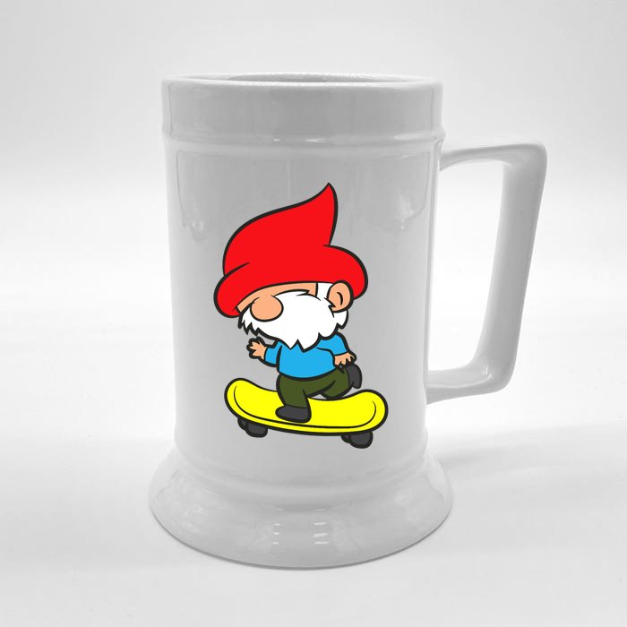 Gnome On Skateboard Cute Gnome Skateboarding Premium Front & Back Beer Stein