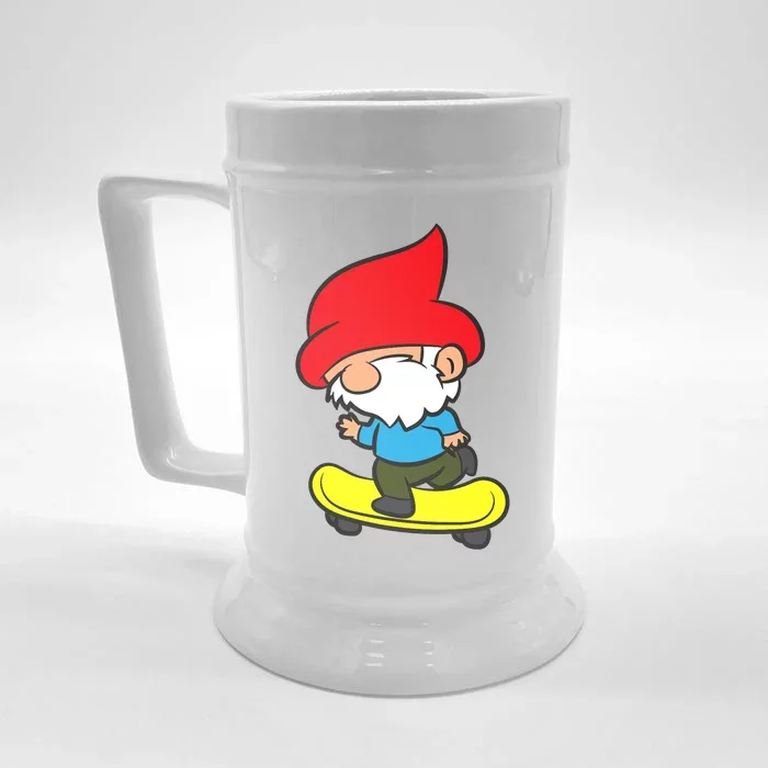 Gnome On Skateboard Cute Gnome Skateboarding Premium Front & Back Beer Stein