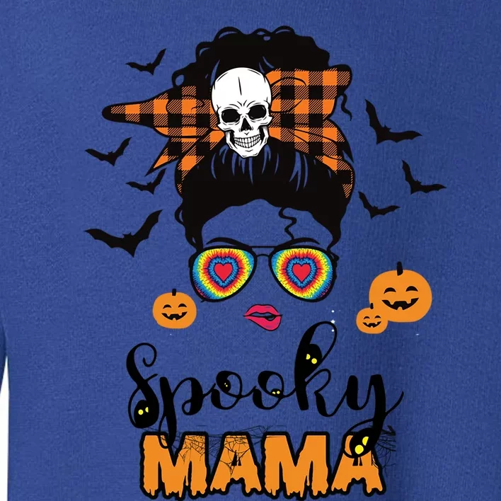 Groovy One Spooky Mama Messy Bun For Halloween Momster Gift Toddler Sweatshirt