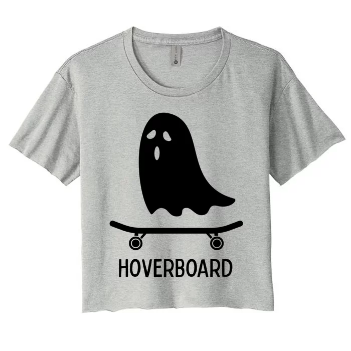 Ghost On Skateboard Halloween Gift Women's Crop Top Tee