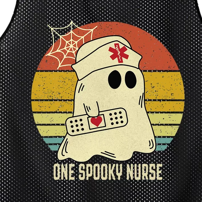 Ghosts One Spooky Nurse Halloween Nurse Fall Scrub RN Mesh Reversible Basketball Jersey Tank