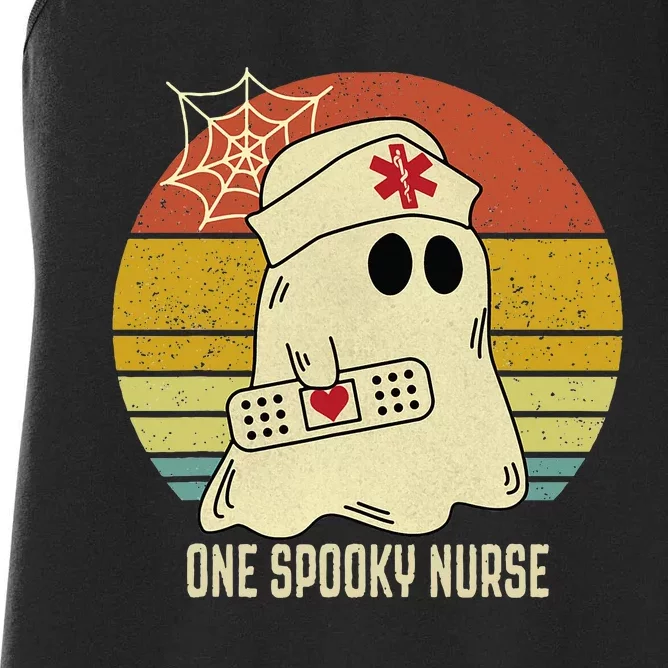 Ghosts One Spooky Nurse Halloween Nurse Fall Scrub RN Women's Racerback Tank