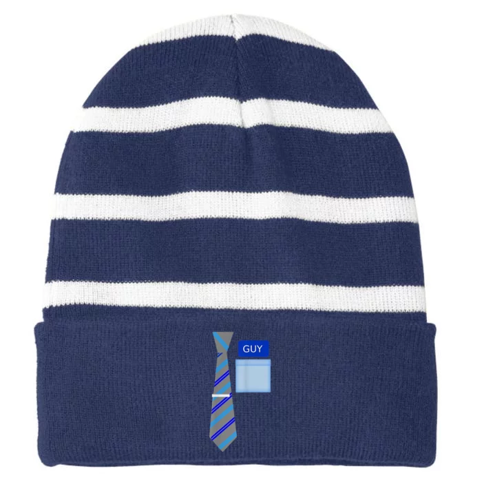 Guy Office Suit And Tie Costume Striped Beanie with Solid Band