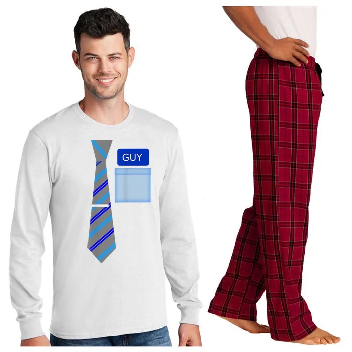 Guy Office Suit And Tie Costume Long Sleeve Pajama Set