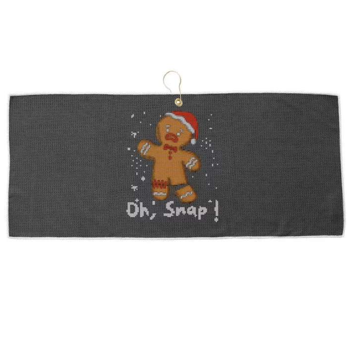 Gingerbread Oh Snap Ugly Christmas Sweater Large Microfiber Waffle Golf Towel